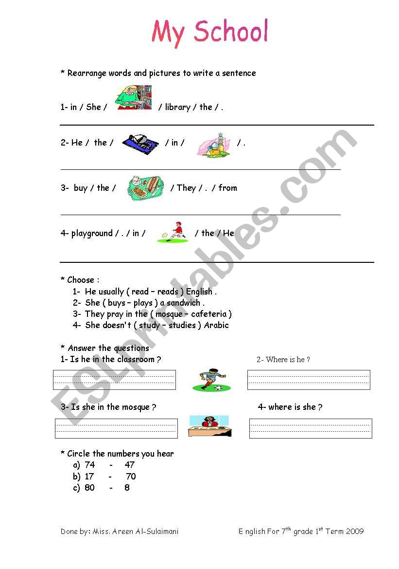 School 1 worksheet