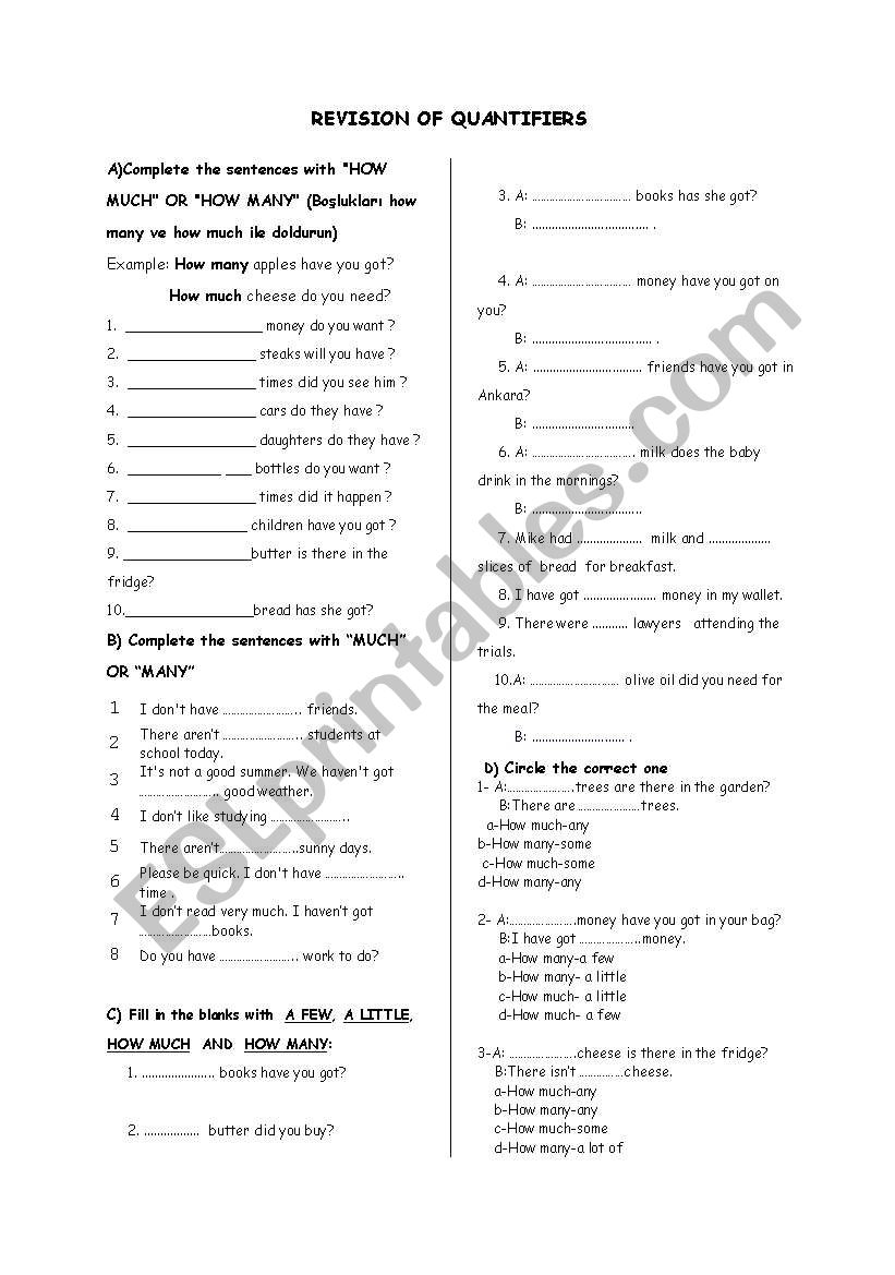 quantifiers worksheet