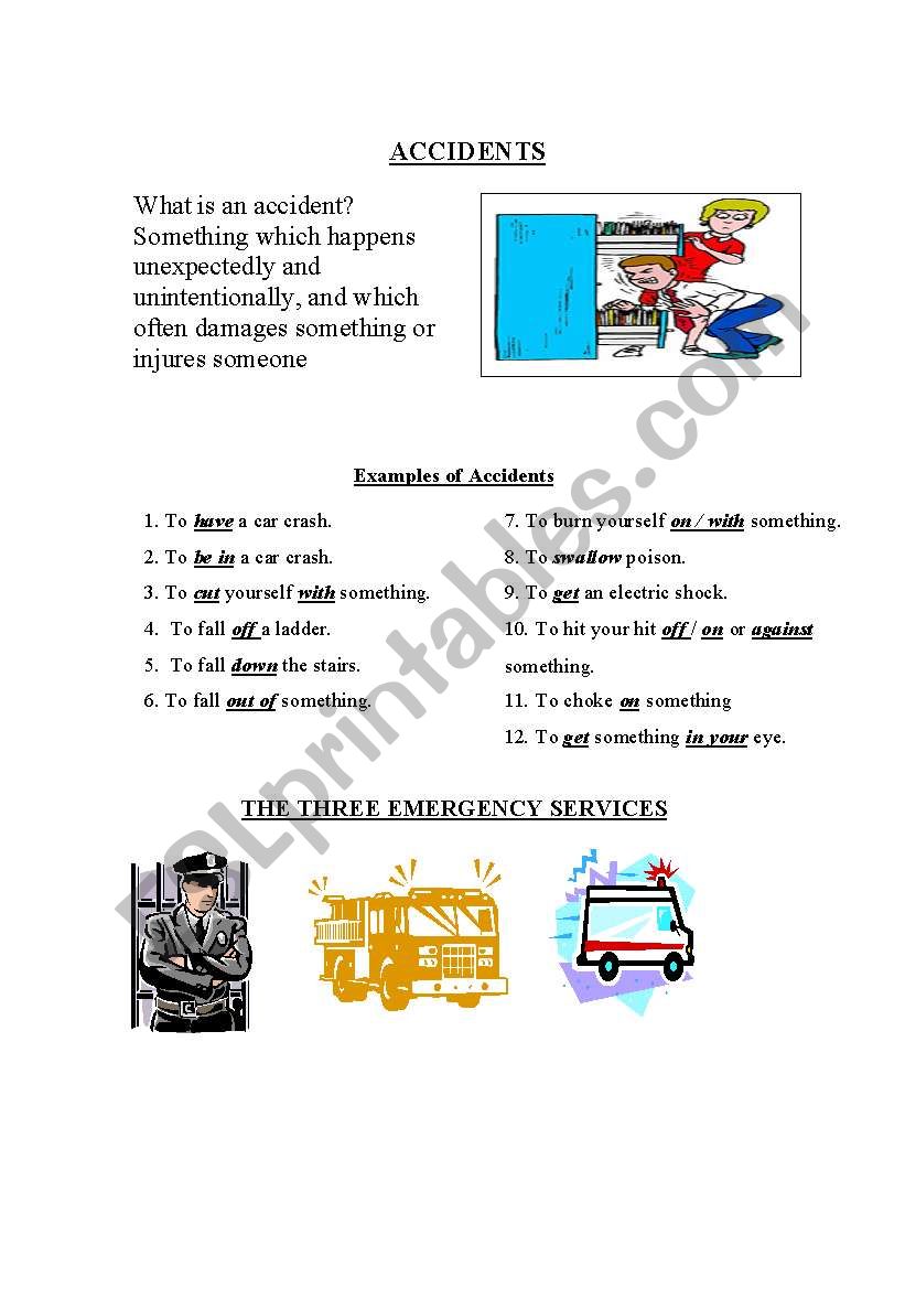 Accidents worksheet