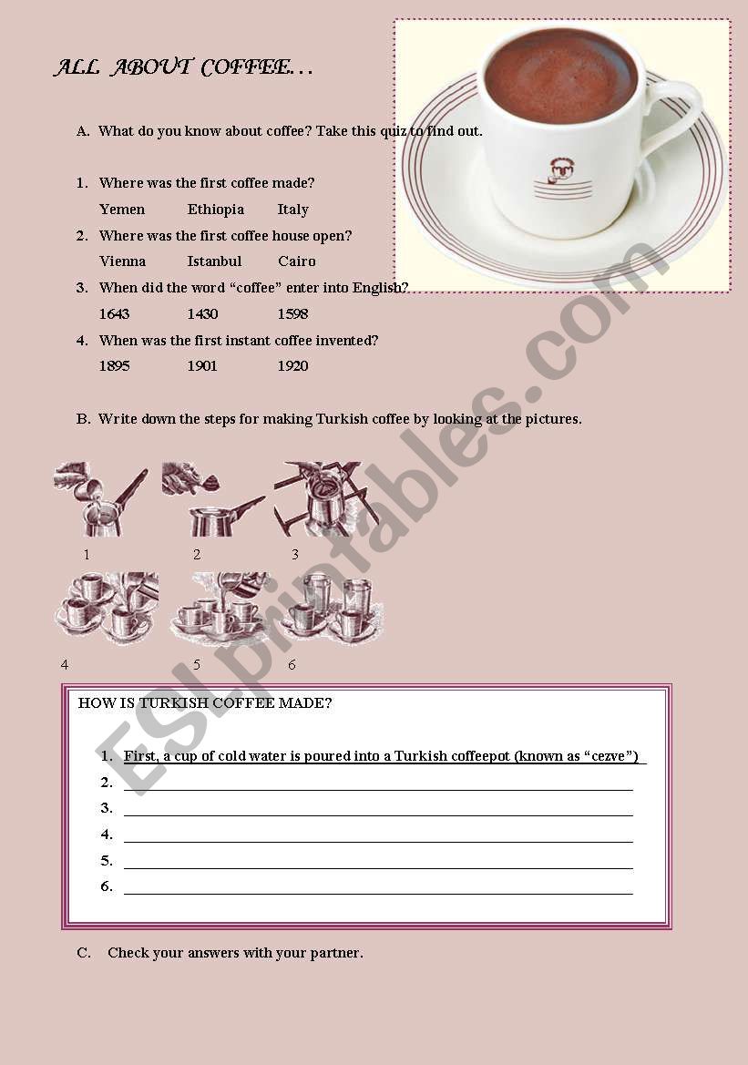 Coffee worksheet