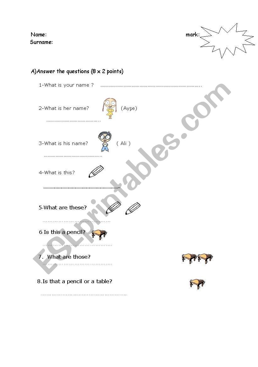 classroom objects  worksheet