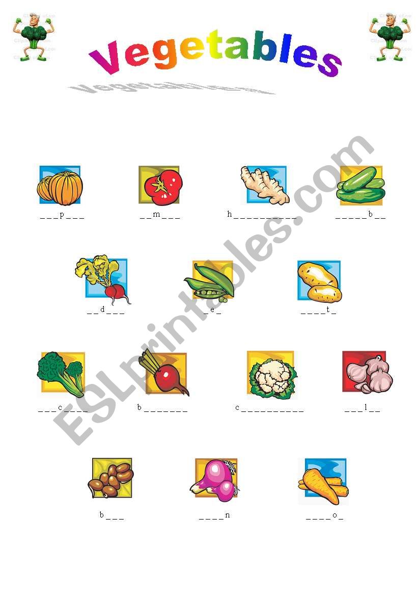 Vegetables worksheet