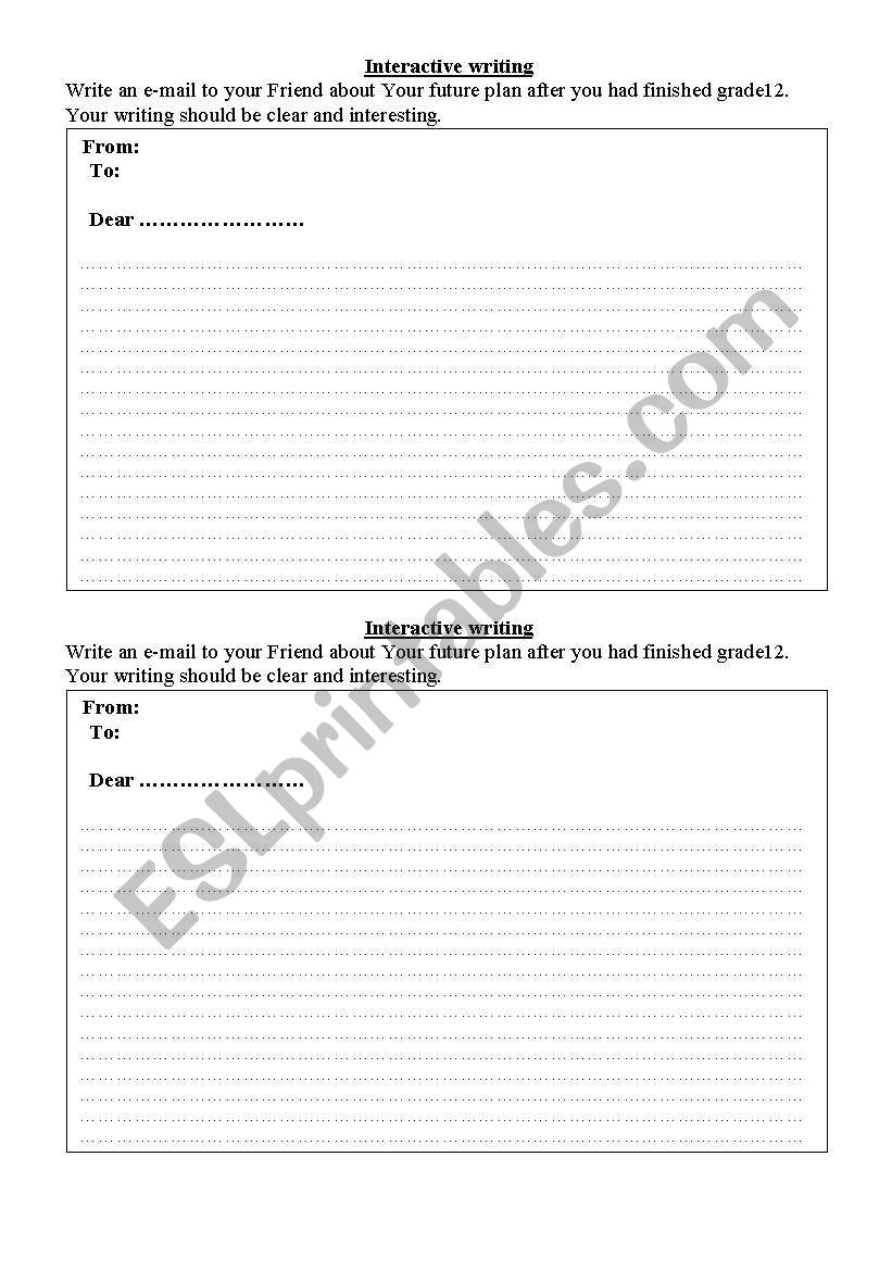 future plan worksheet