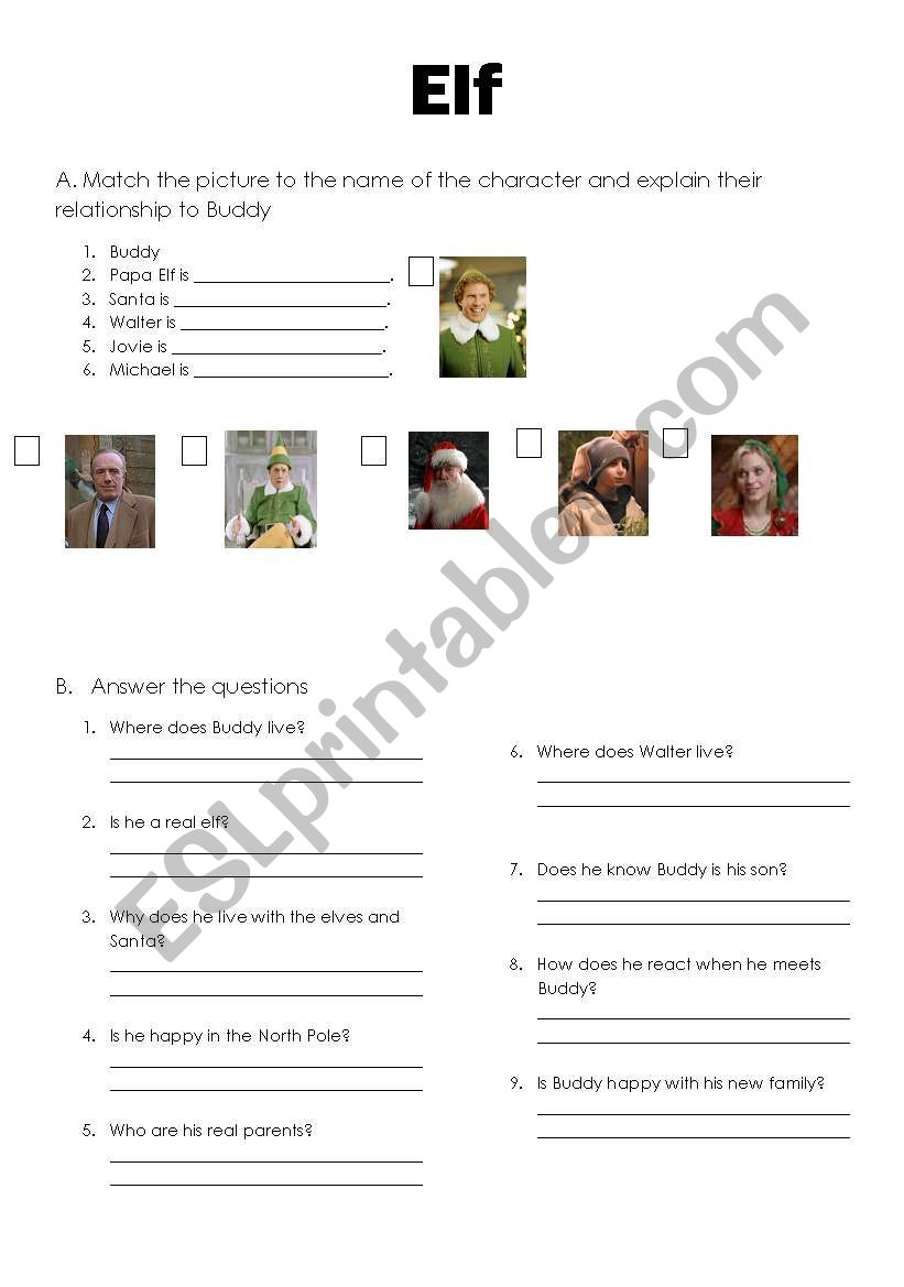 Elf worksheet