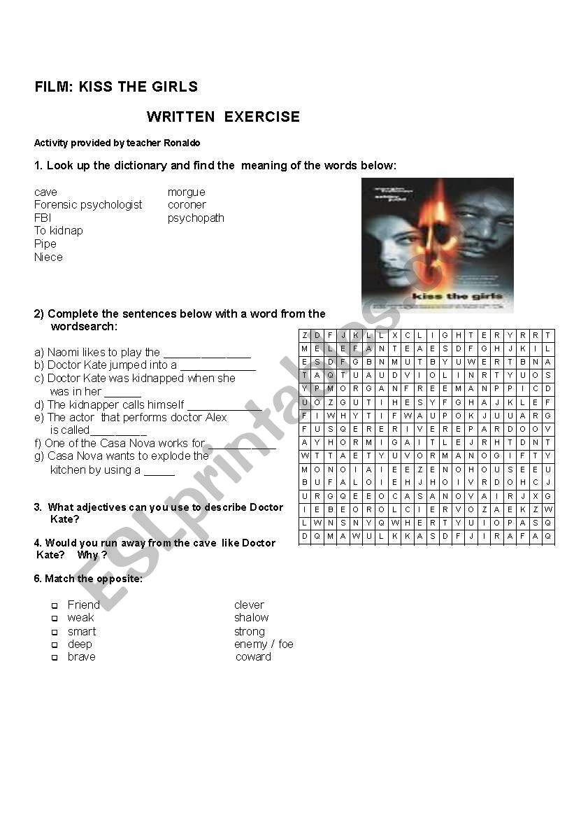 film kiss the girl worksheet