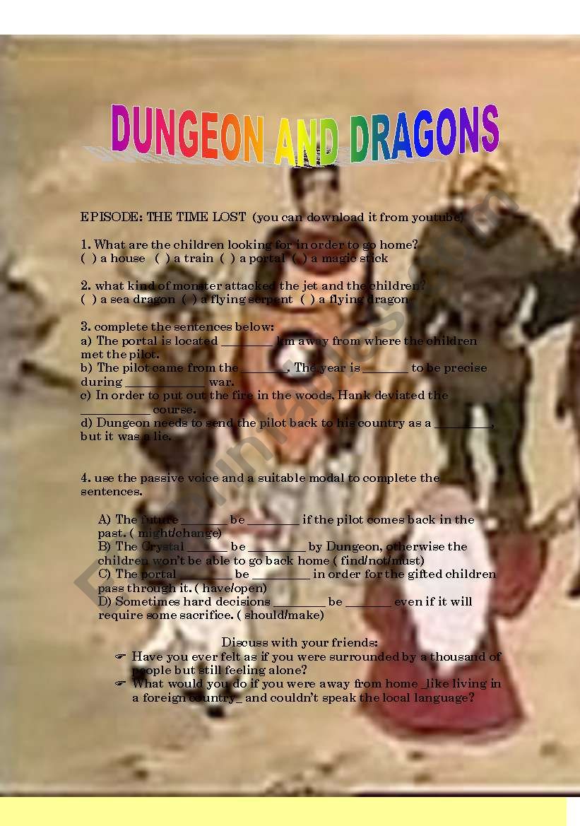 DUNGEON AND DRAGON worksheet