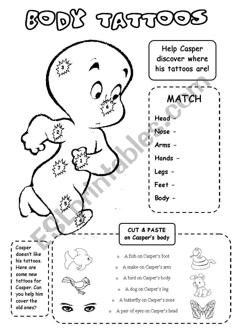 Body tattoos worksheet