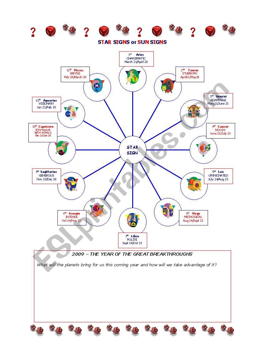 Star Signs Diagram worksheet