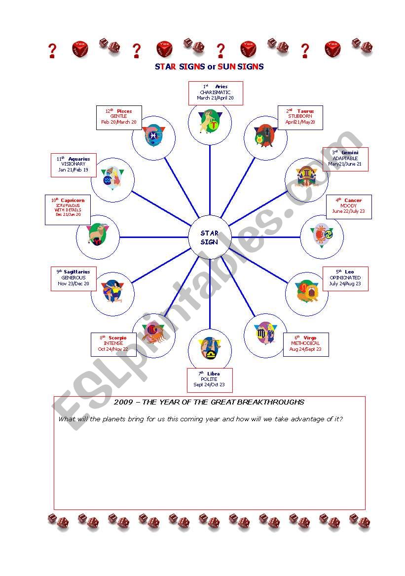 Star Signs Diagram worksheet