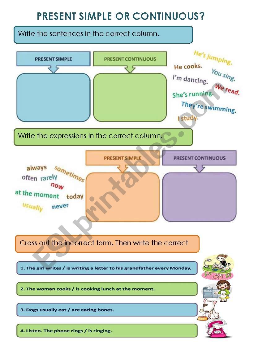 PRESENT SIMPLE OR CONTINUOUS worksheet