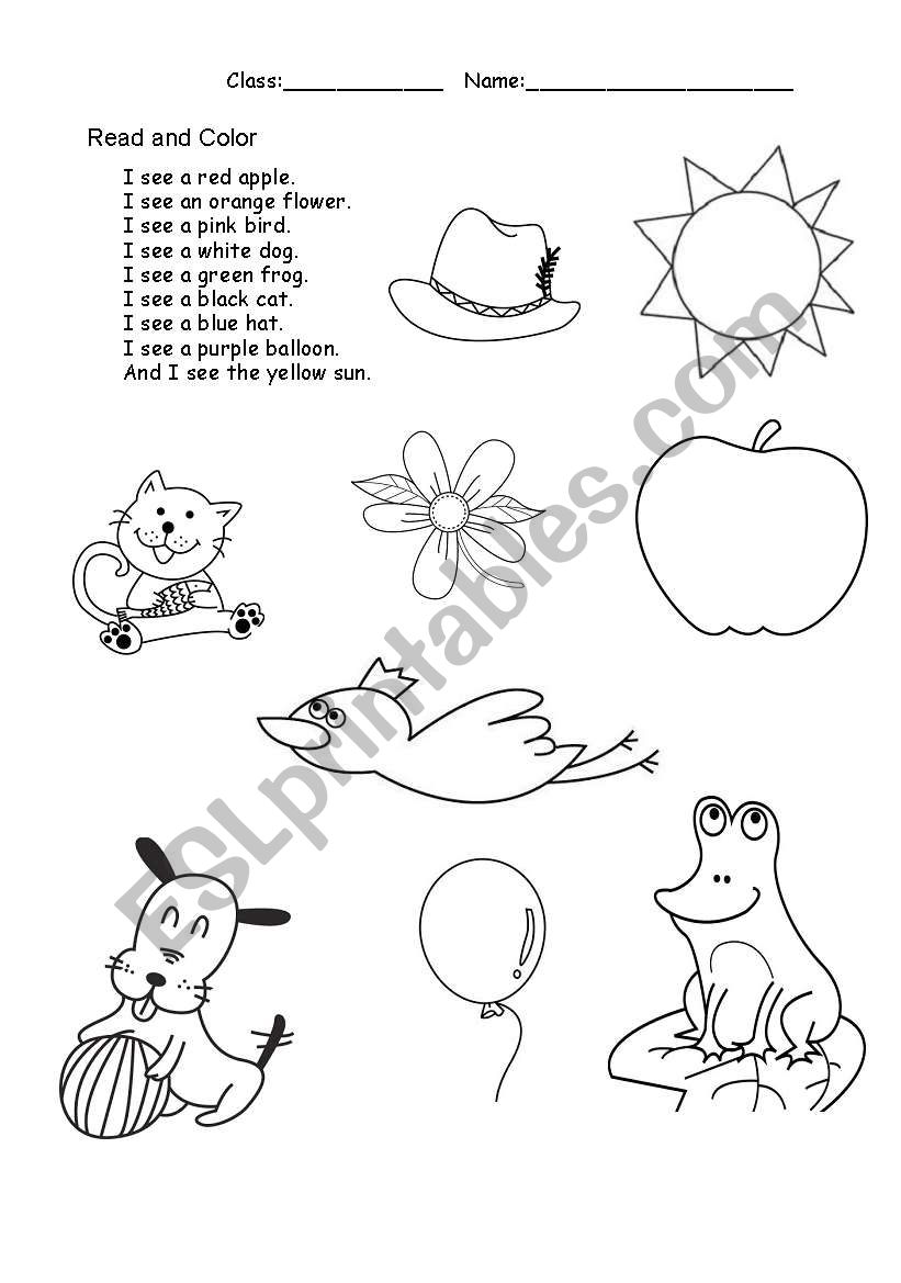 read and color worksheet