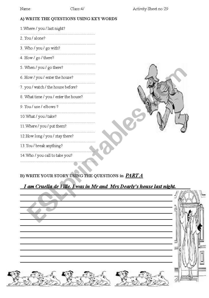 The dalmatians WH QUESTIONS worksheet