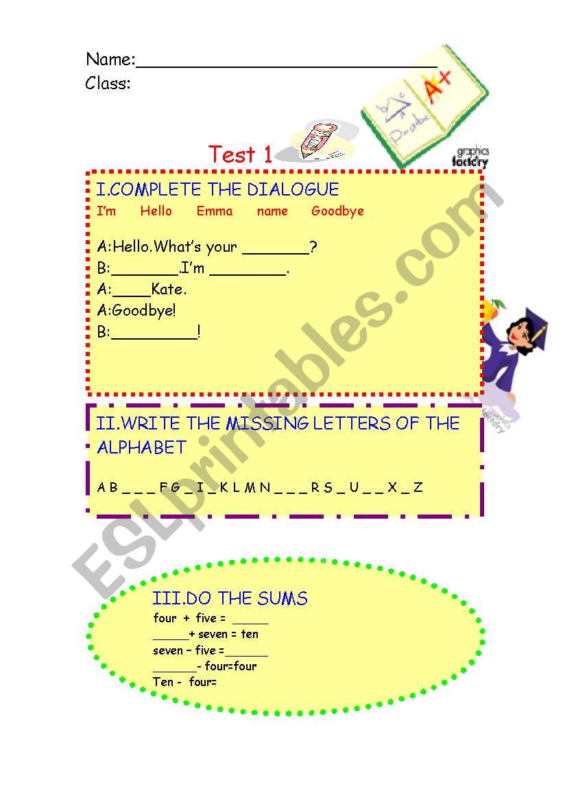 4th grade test worksheet