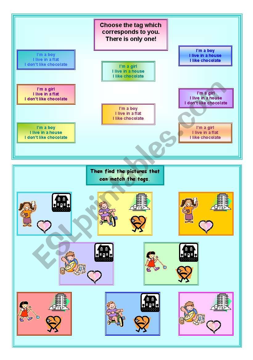 Matching exercise worksheet