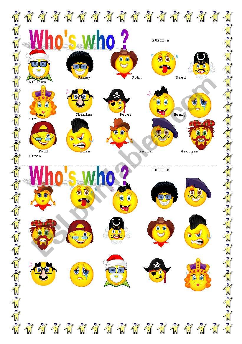 WHOÂ´S WHO ? face pairwork !!!!!!!!!!!!!!!!!!!!!!!!!!!!!!!!!!!!!!!!!