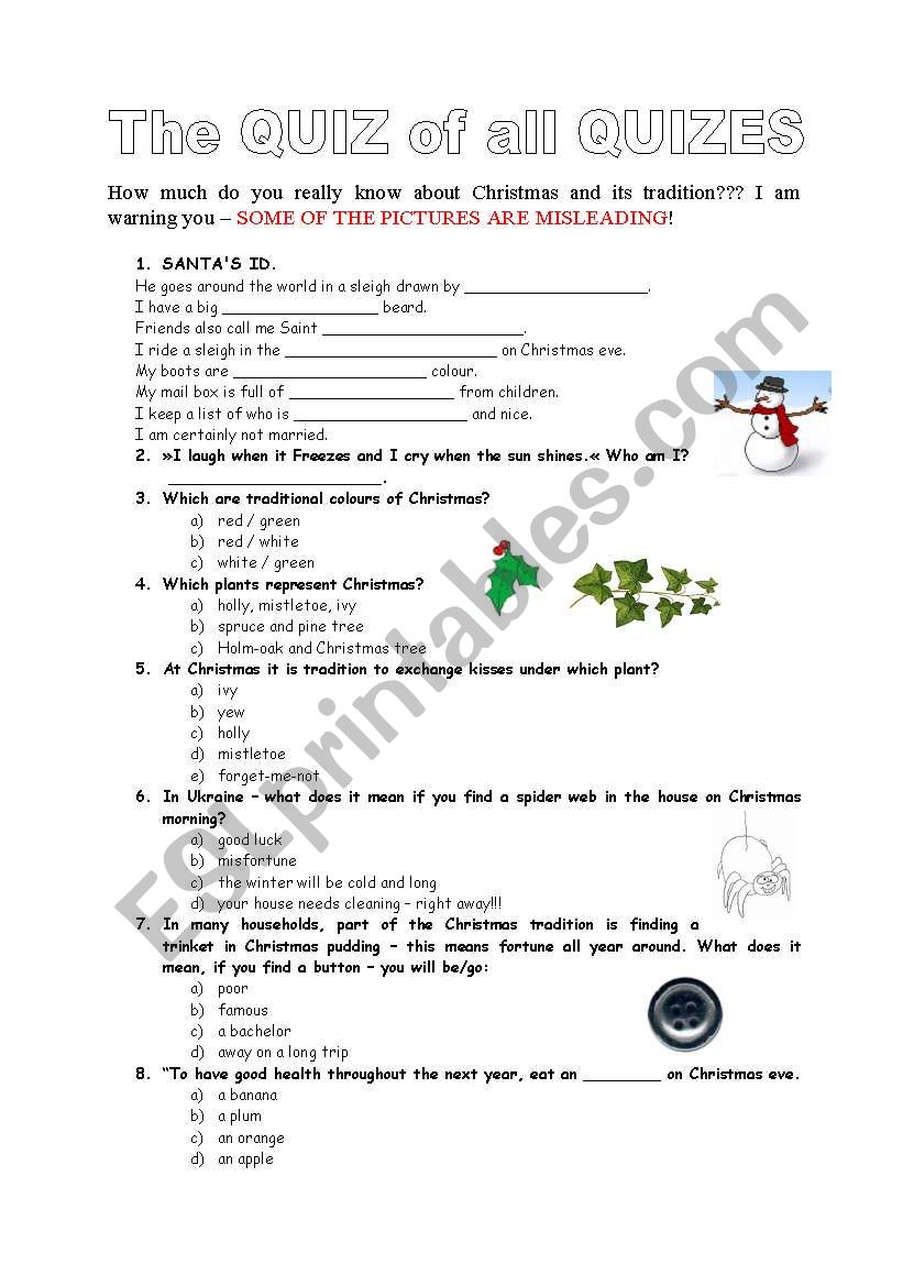 THE GIANT CHRISTMAS QUIZ worksheet