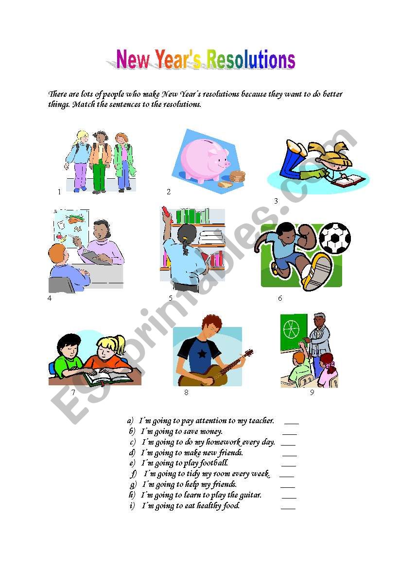 New YearÂ´s Resolutions worksheet