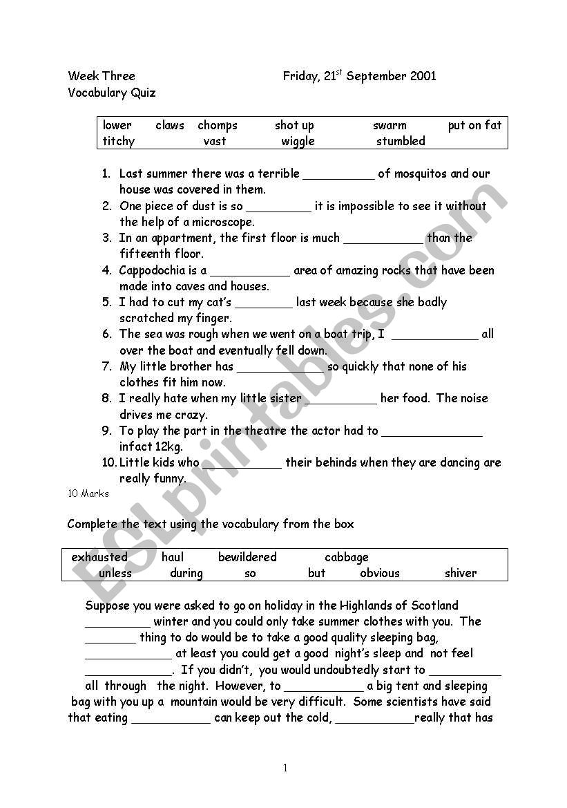 vocabulary esio trot worksheet