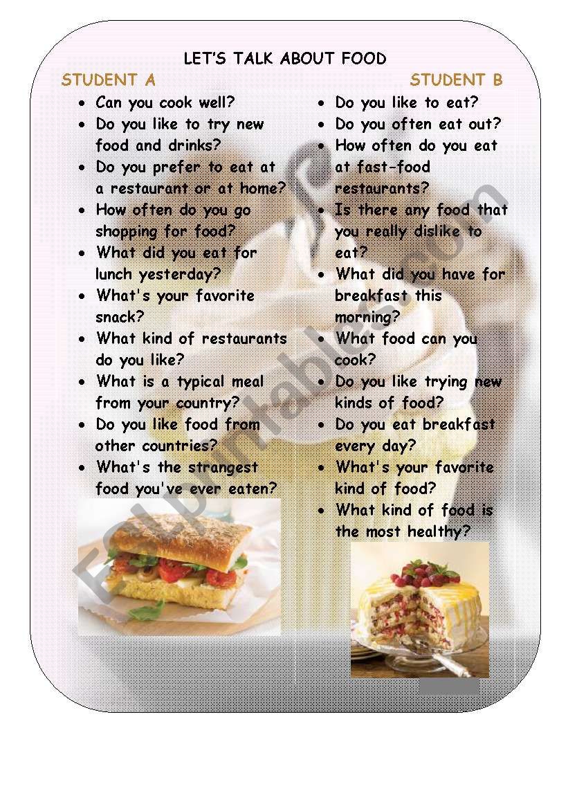 LetÂ´s talk about Food (Speaking Practice)