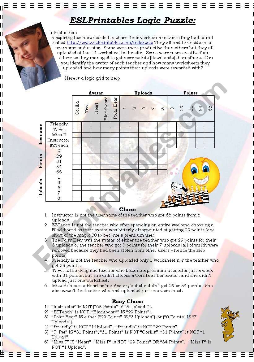 Logic puzzle worksheet