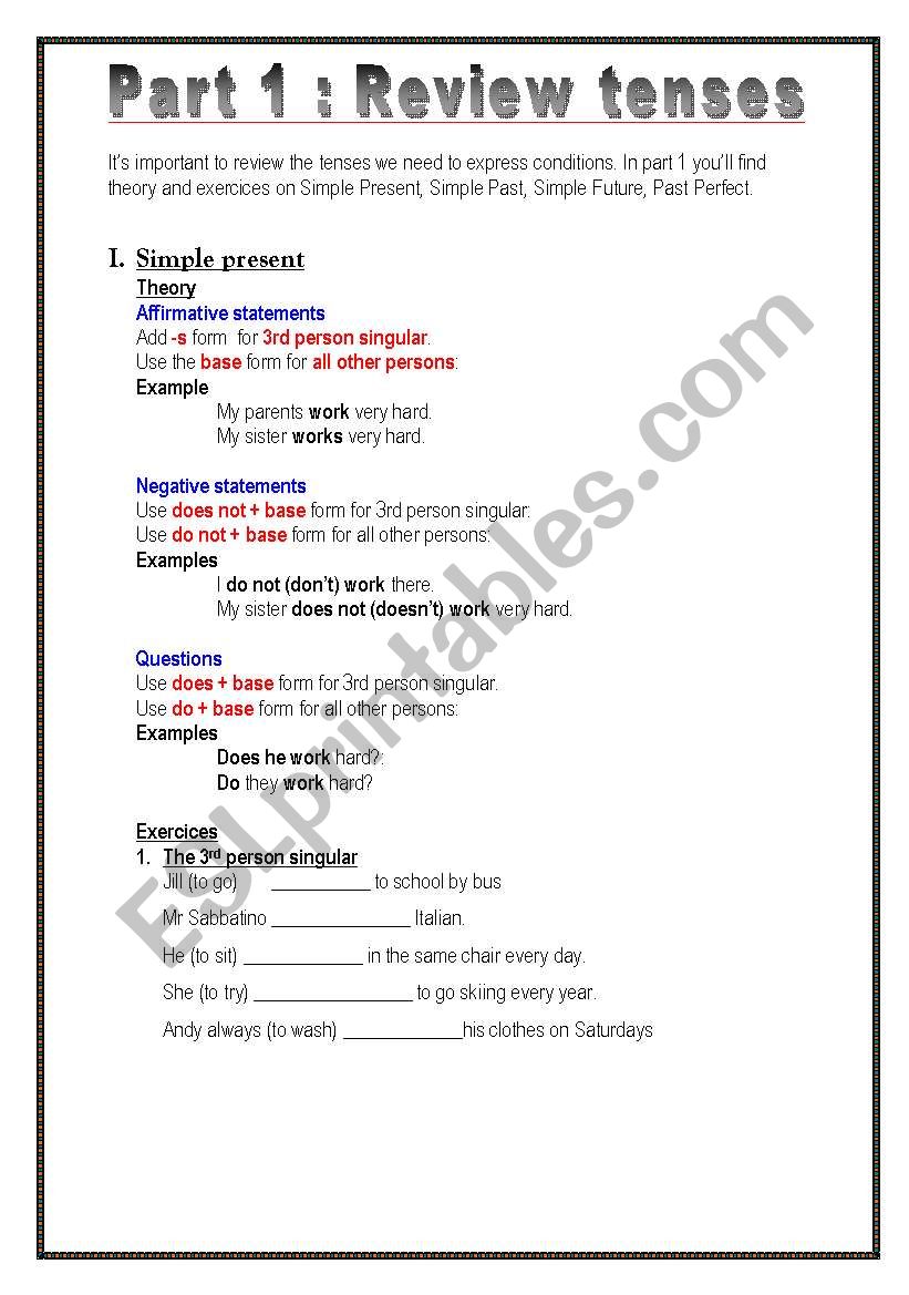 Conditional and review tenses (9 pages)