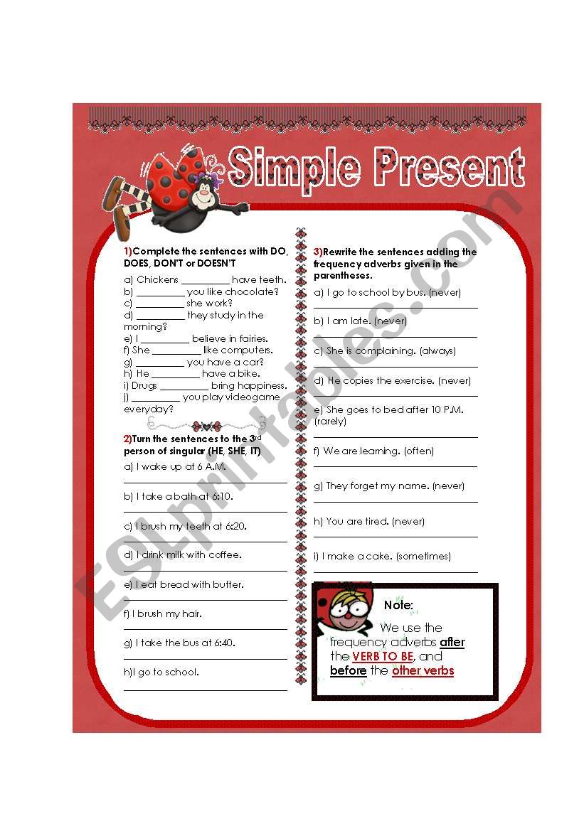 Simple Present exercises worksheet