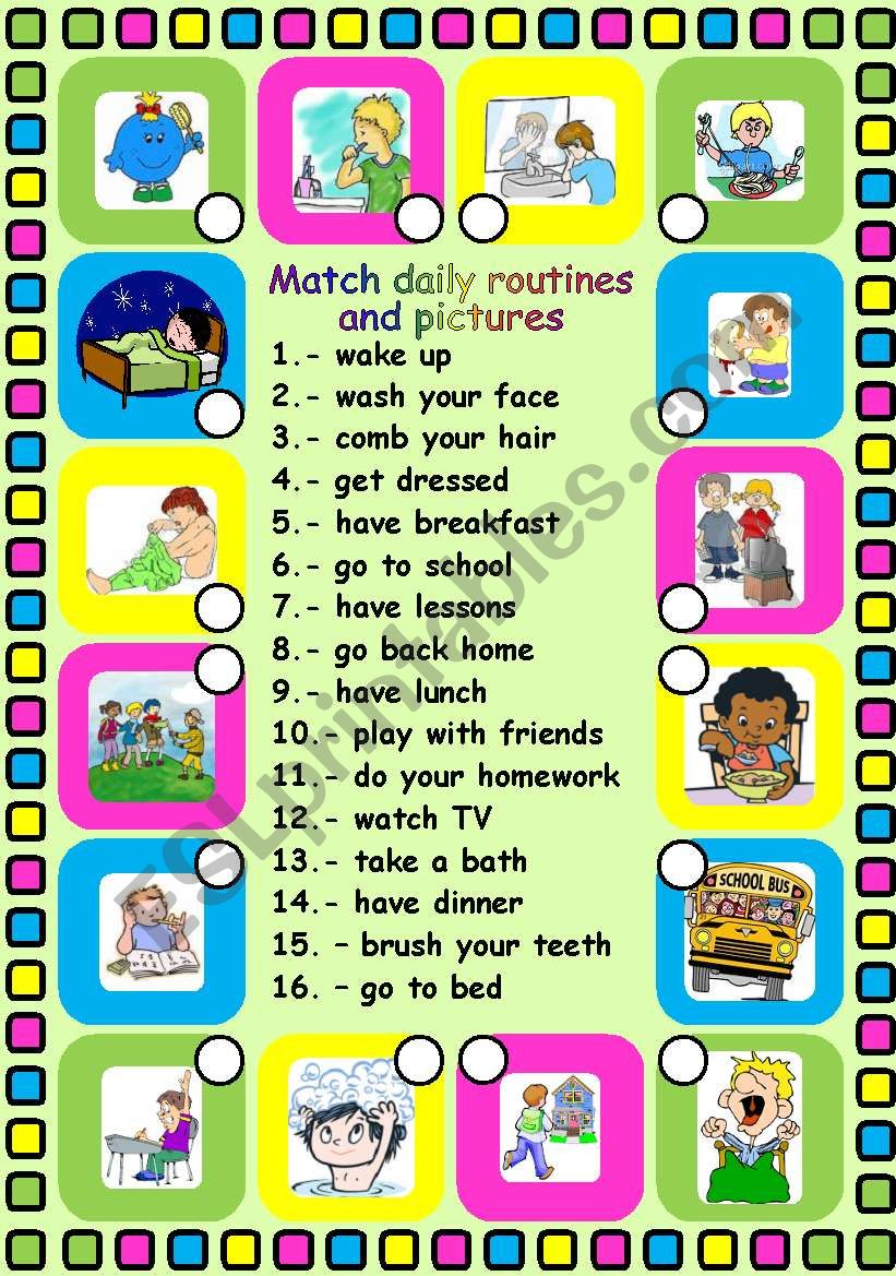 Daily routines. Editable worksheet