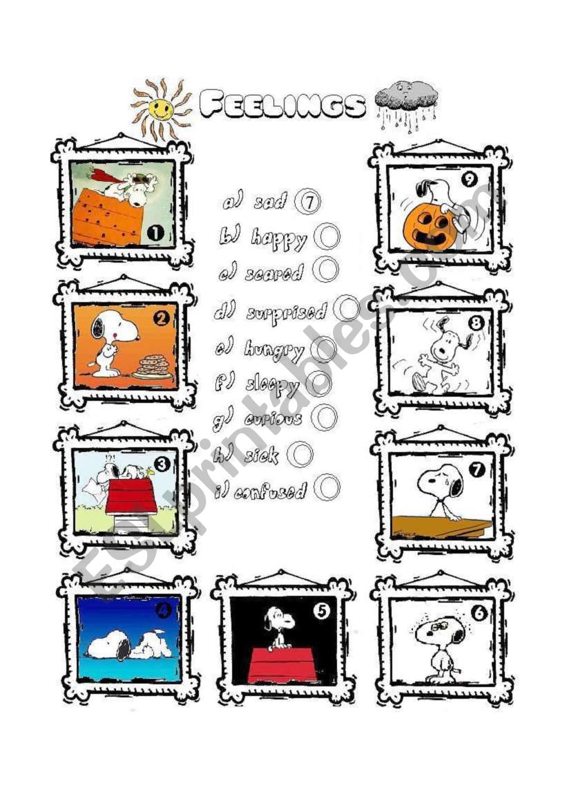 Feelings (Snoopy) worksheet