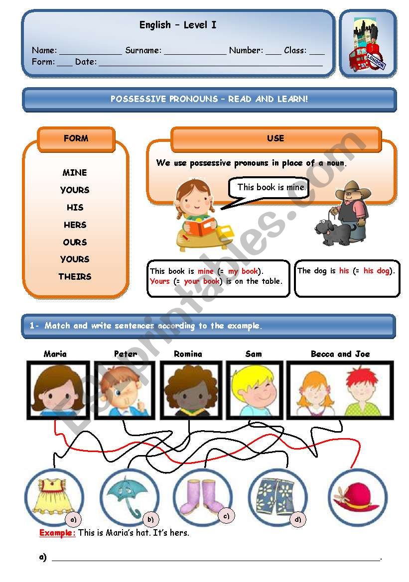 THIS IS MY BOOK. ITÂ´S MINE! worksheet