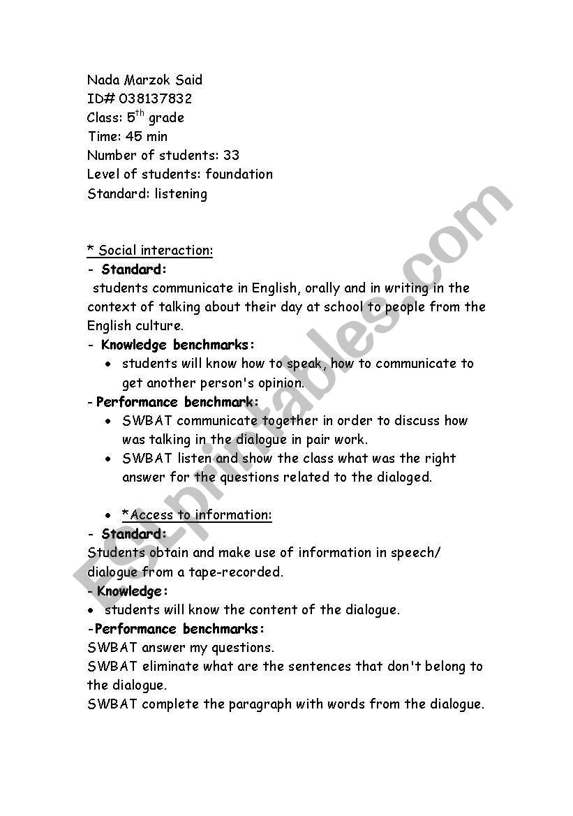 listening comprehension  worksheet