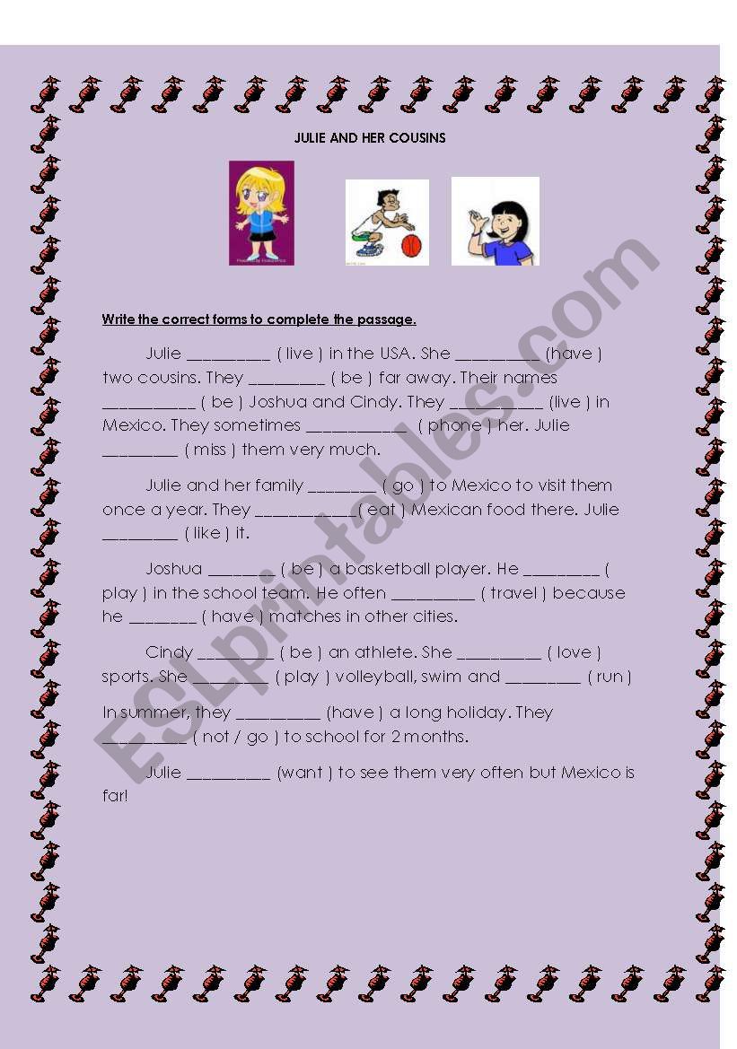 reading on simple present  worksheet