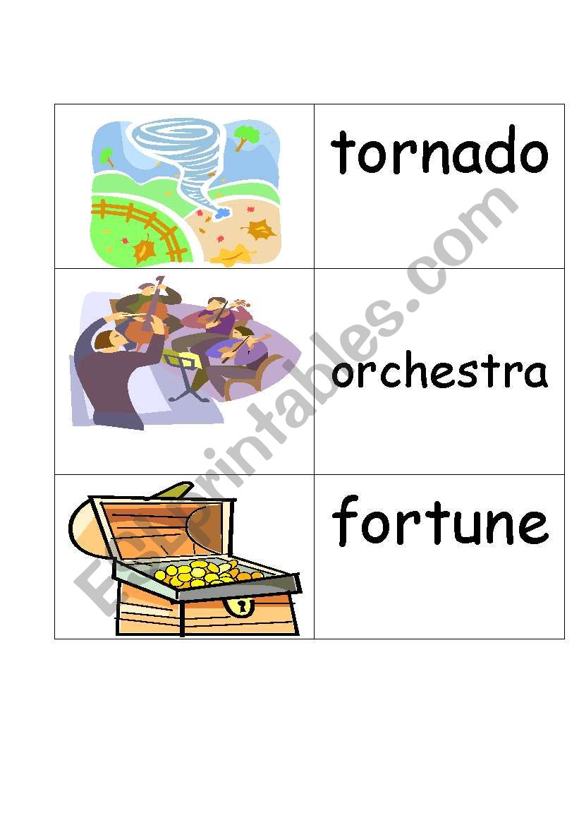 word /picture cards that contain or part2