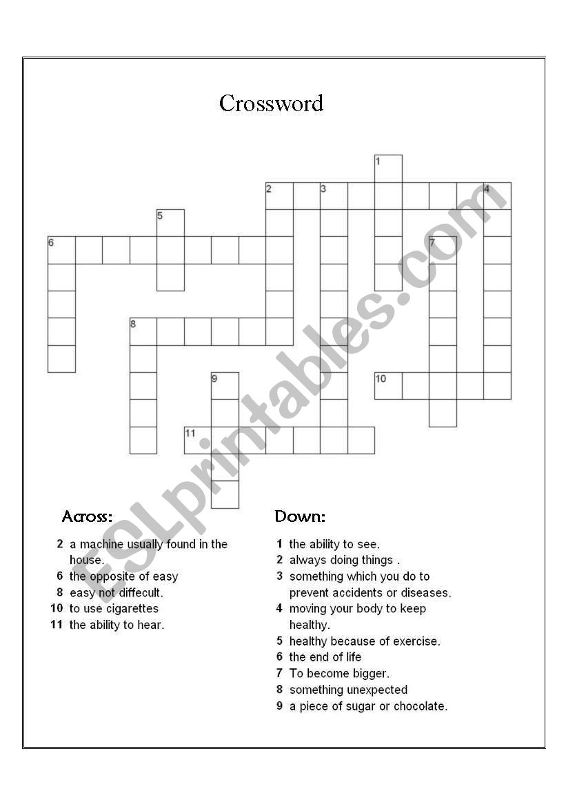 crossword worksheet