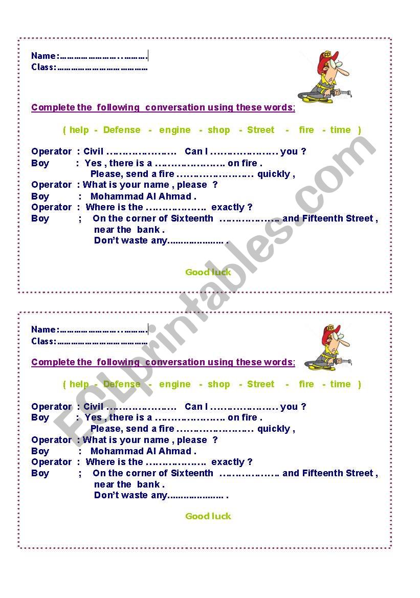 conversation worksheet