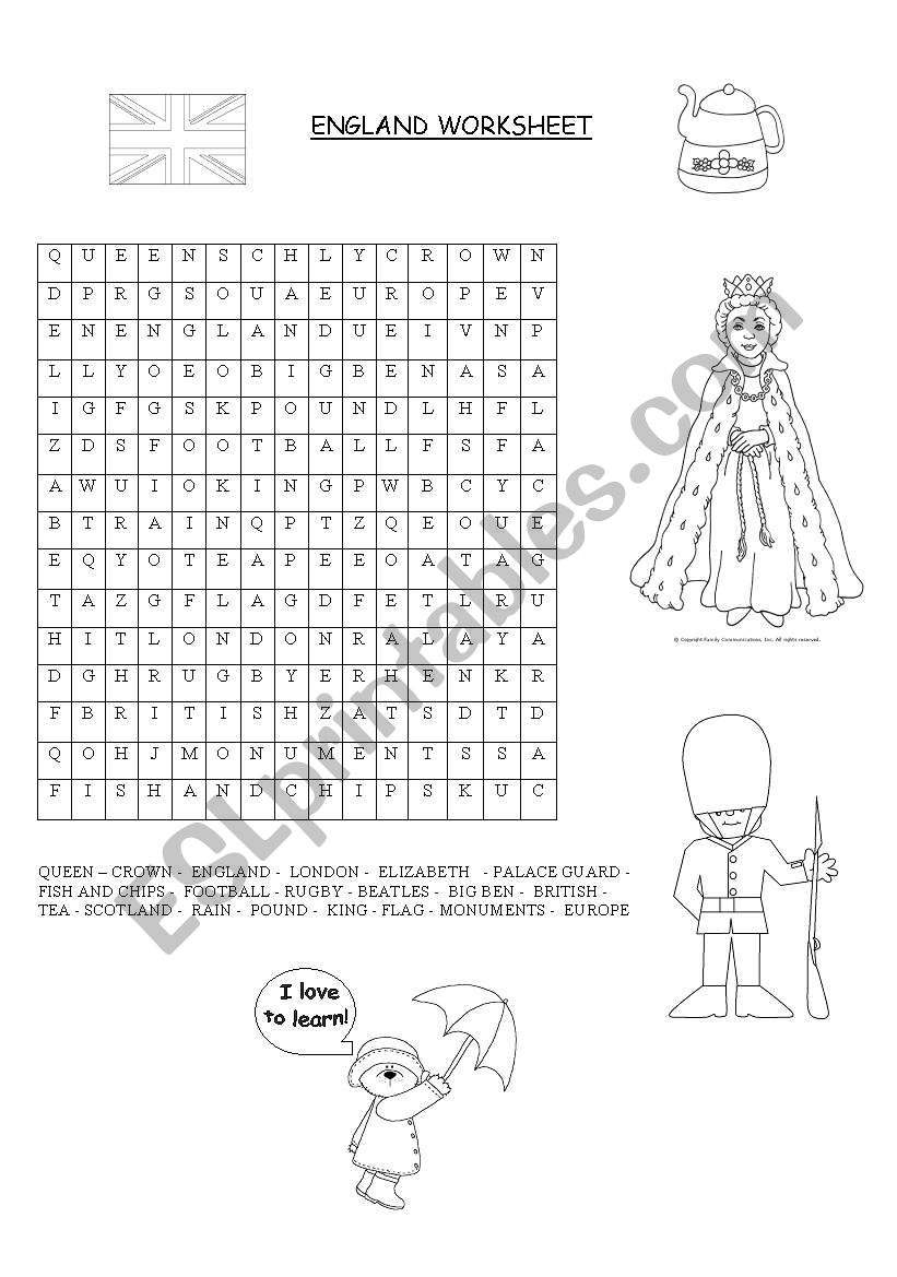 England worksheet worksheet