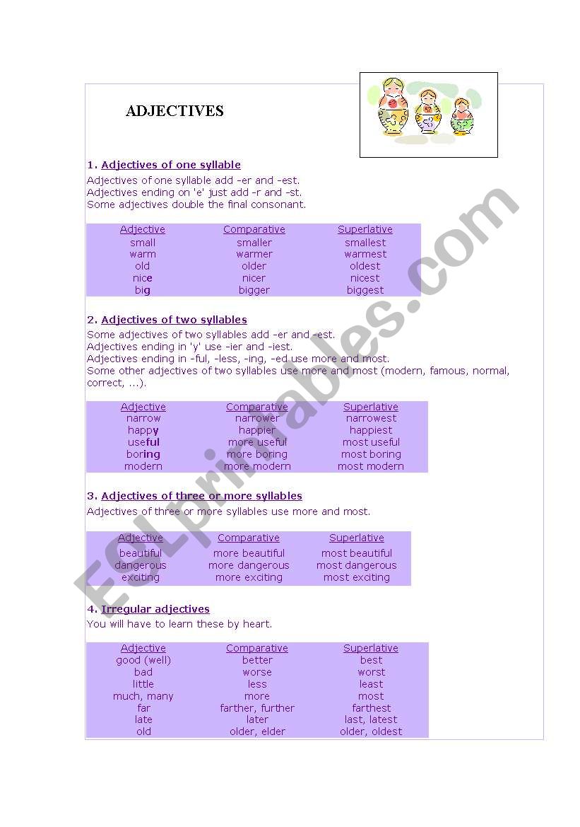 Adjectives worksheet