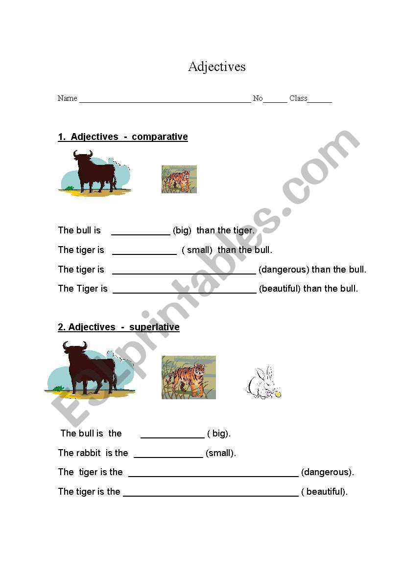 Adjectives worksheet