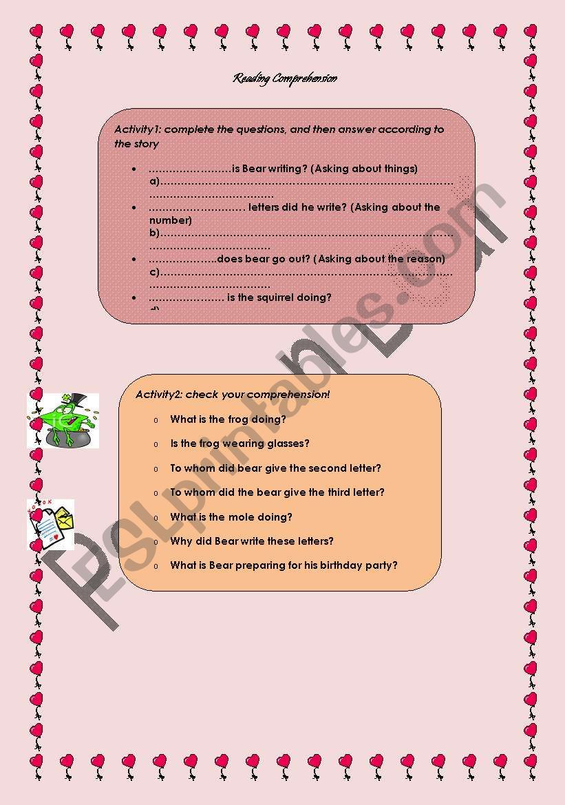 postman bear (story comprehension)