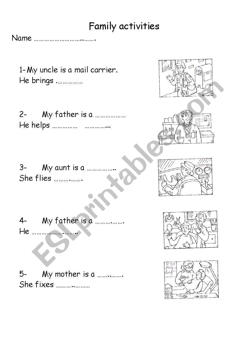 family activities worksheet