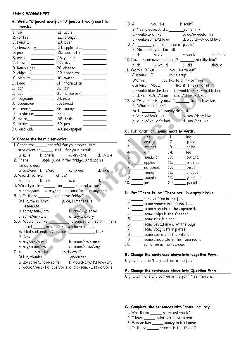 grammar and vocabulary activity 9