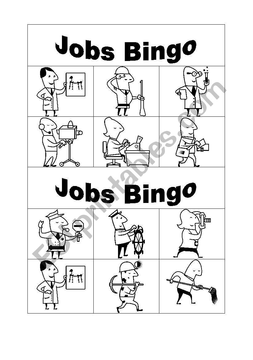 jobs bingo part1 worksheet