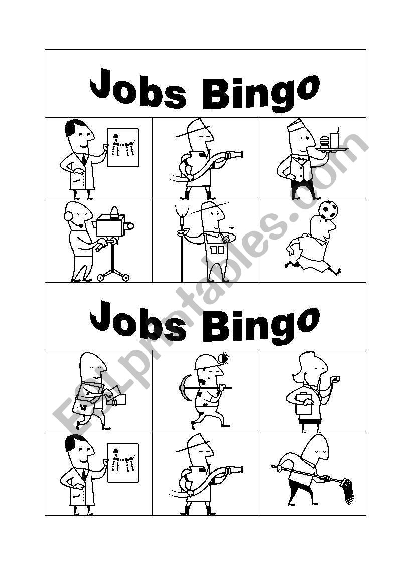 jobs bingo part 2 worksheet