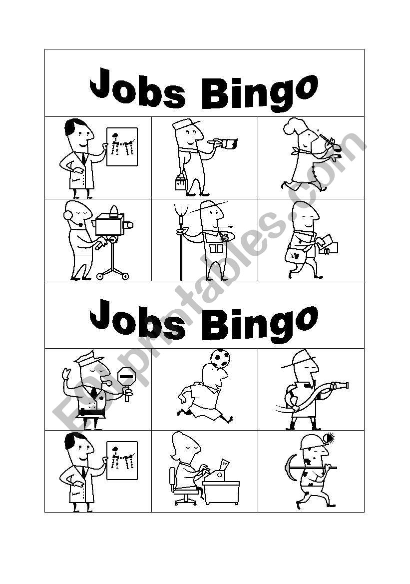 jobs bingo part3 worksheet