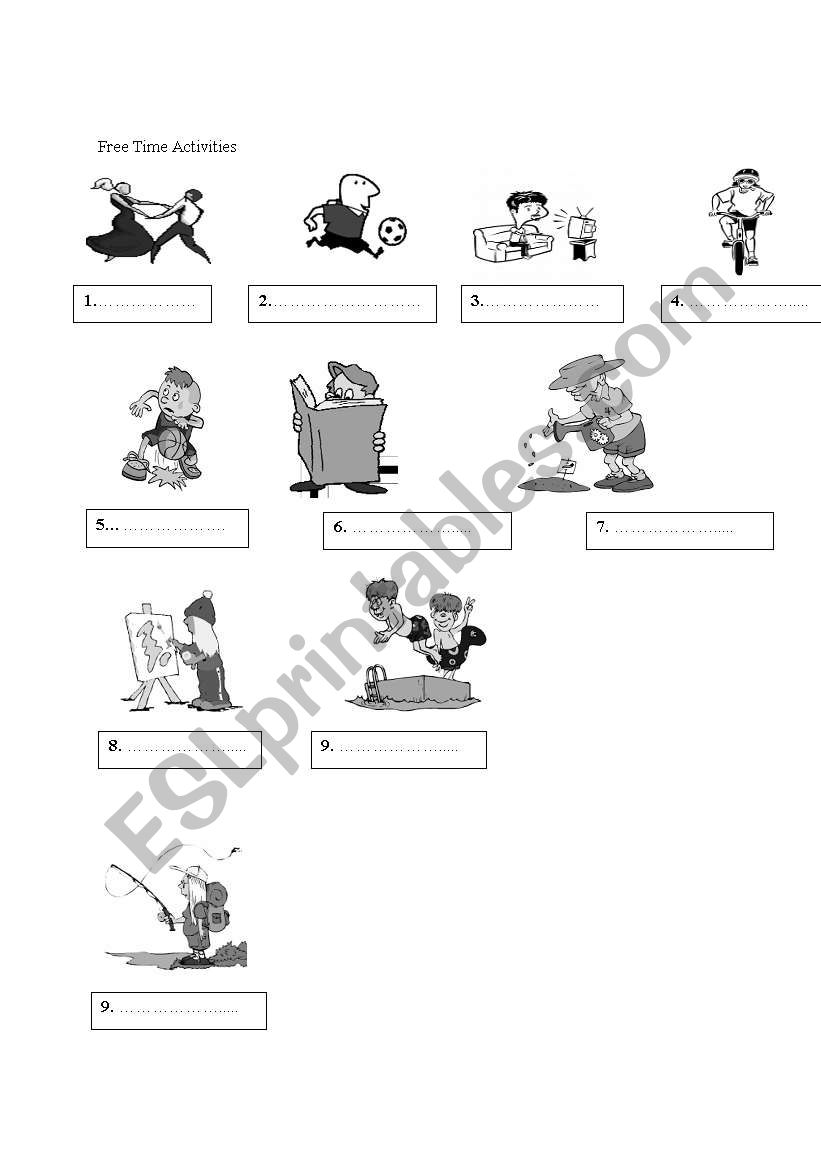 free time activities worksheet