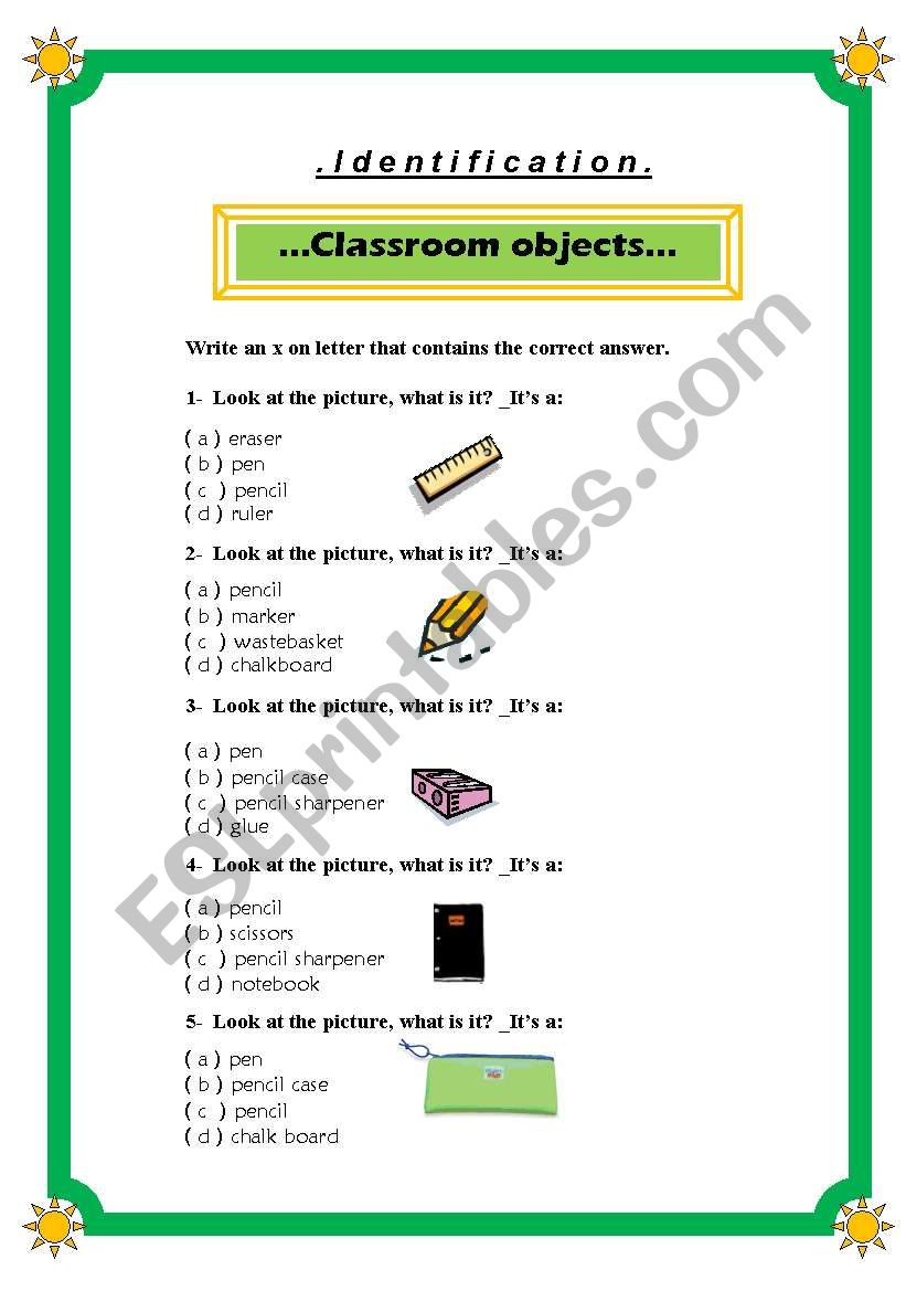 Classroom objects identification