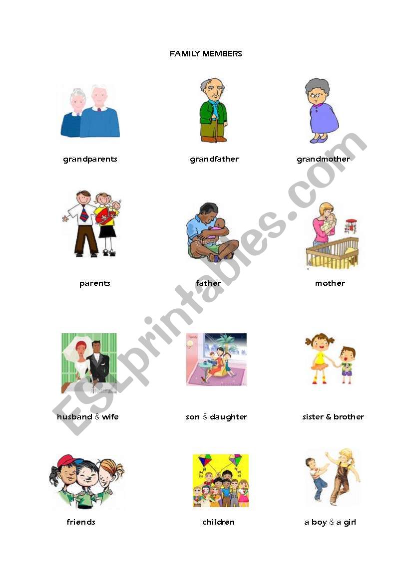 famly members worksheet