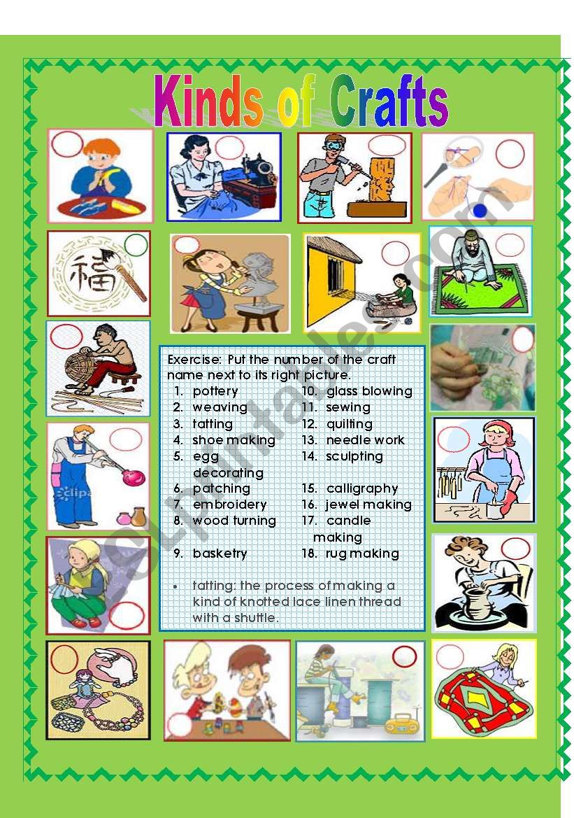 Kinds of Crafts worksheet