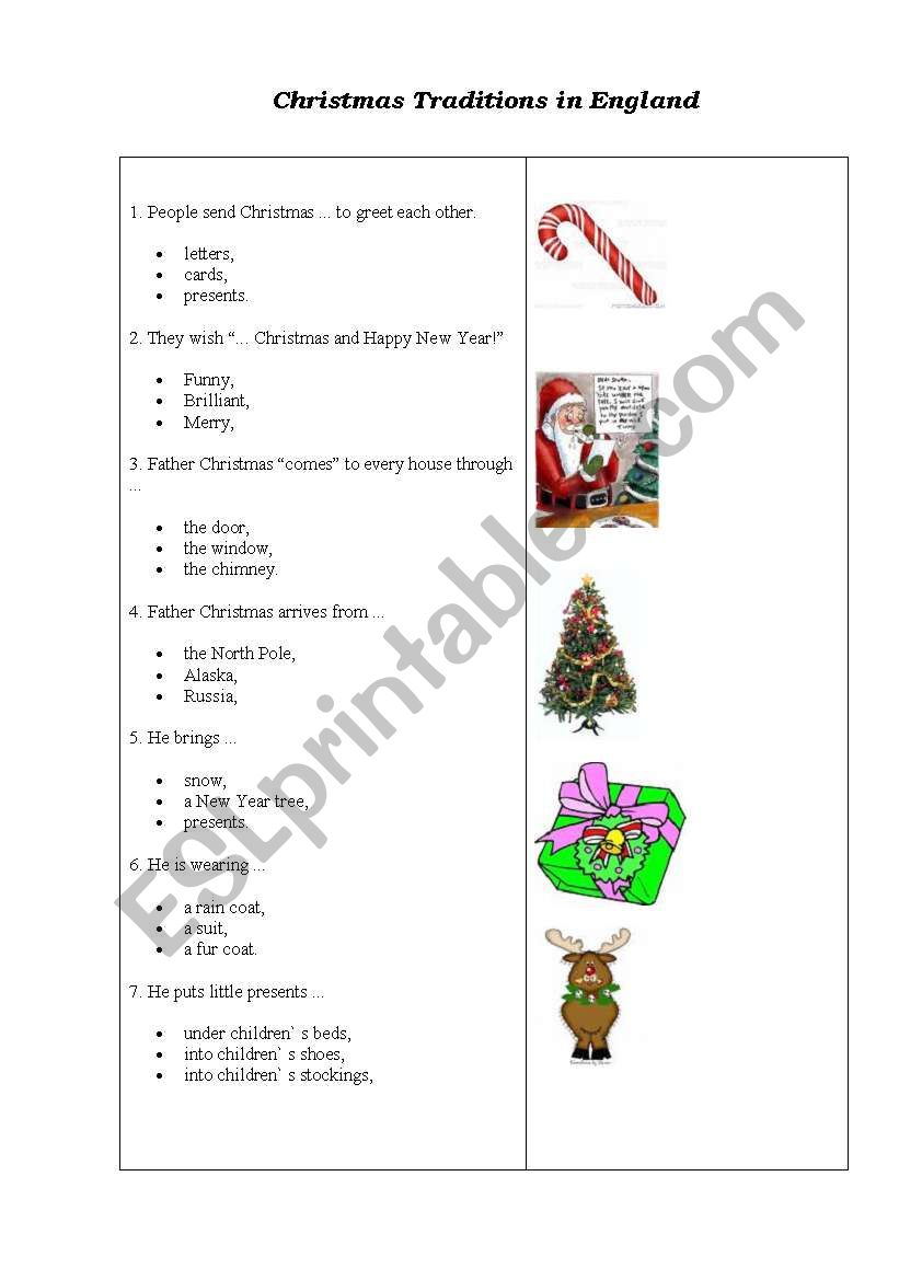 christmas traditions worksheet