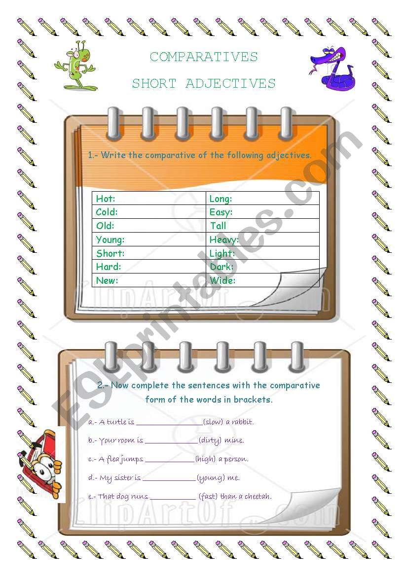 COMPARATIVES SHORT ADJECTIVES worksheet