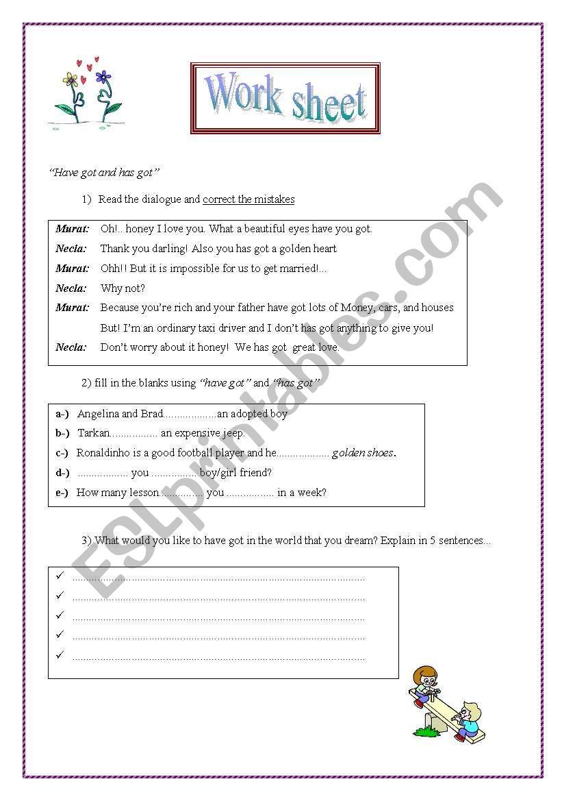 have to/has to worksheet